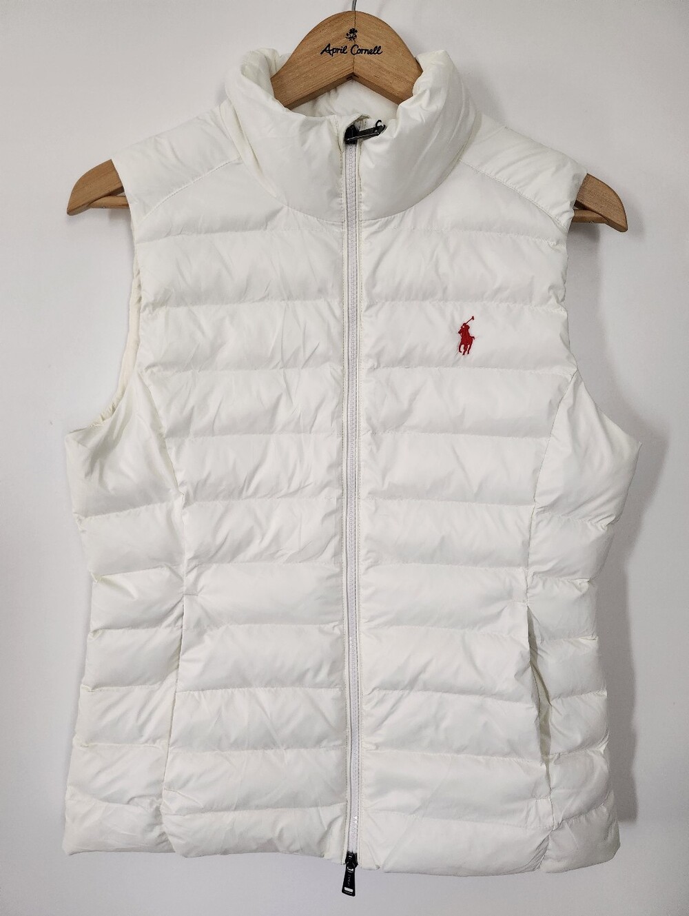 POLO RALPH LAUREN Off White Puffer Vest Medium NWT Apres Ski Minimalist Vest